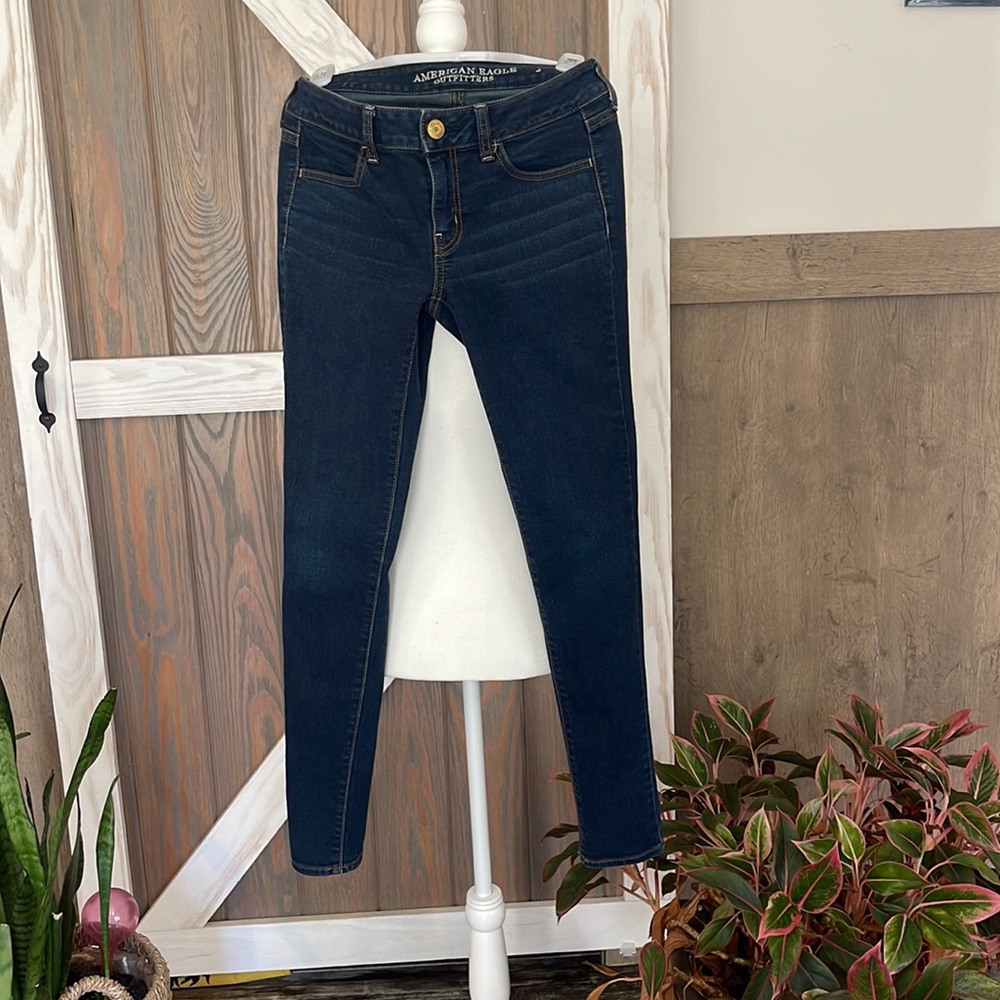 Dark Blue Distressed Jeggings